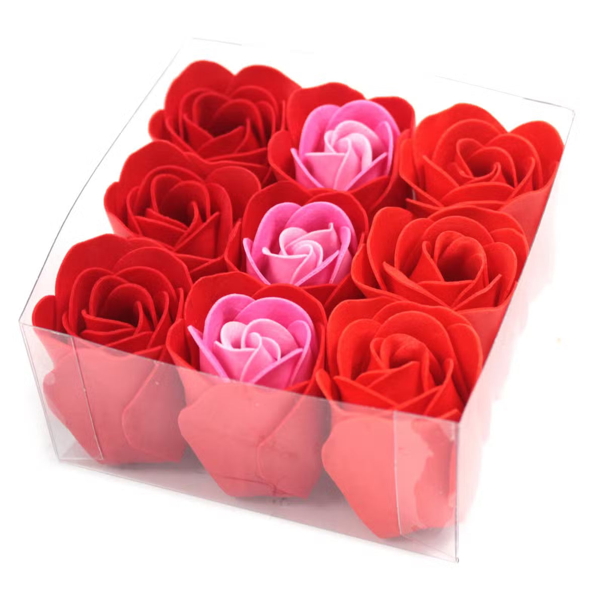 Set de 9 Flores de Jabón Fragancia a Rosas Rojas