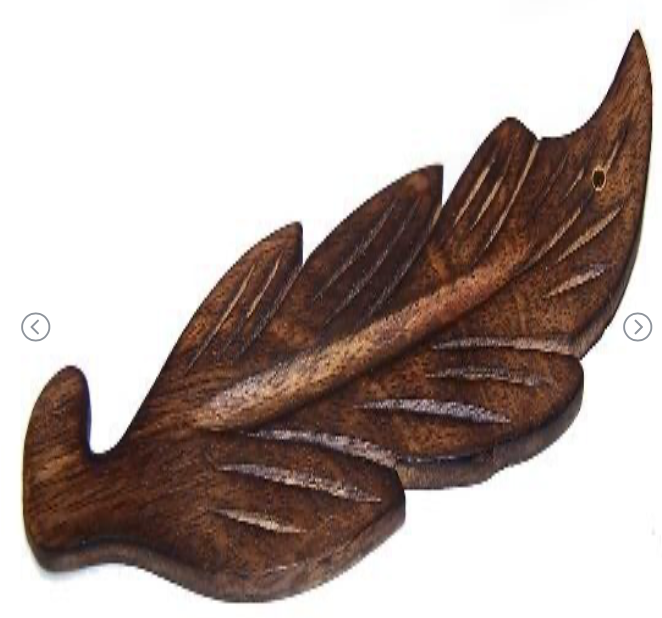 Porta Incienso de Madera con Forma de Hoja