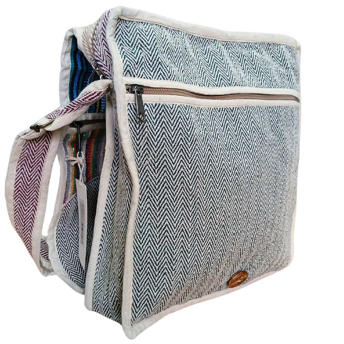 Bolso Mensajero de Cáñamo para Portátil - Curvas