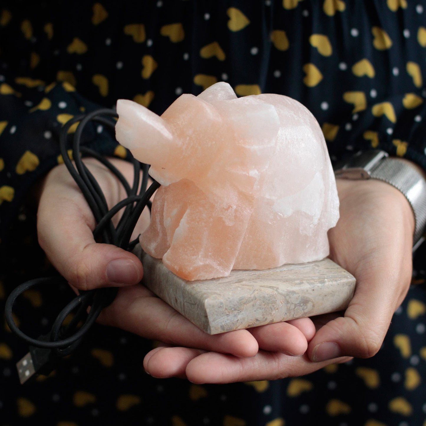 Lámpara de Sal Natural con Forma de Elefante