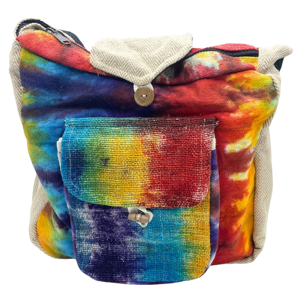 Bolso de Estudio de Cáñamo Tie-Dye con Bolsillo Frontal
