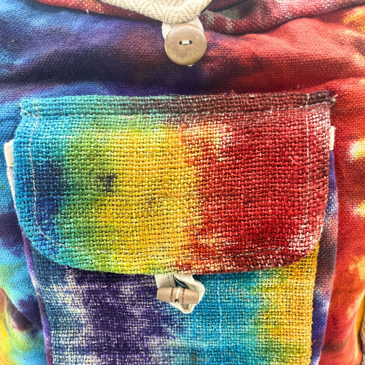 Bolso de Estudio de Cáñamo Tie-Dye con Bolsillo Frontal
