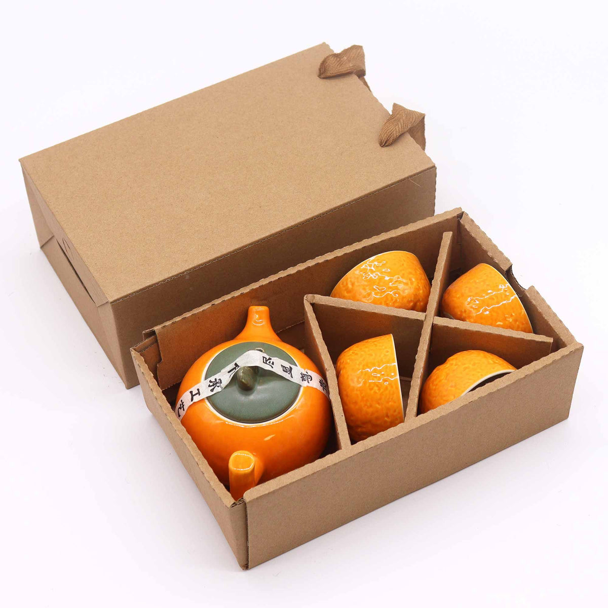 Set de Tetera - Naranja - Tetera & Cuatro tazas