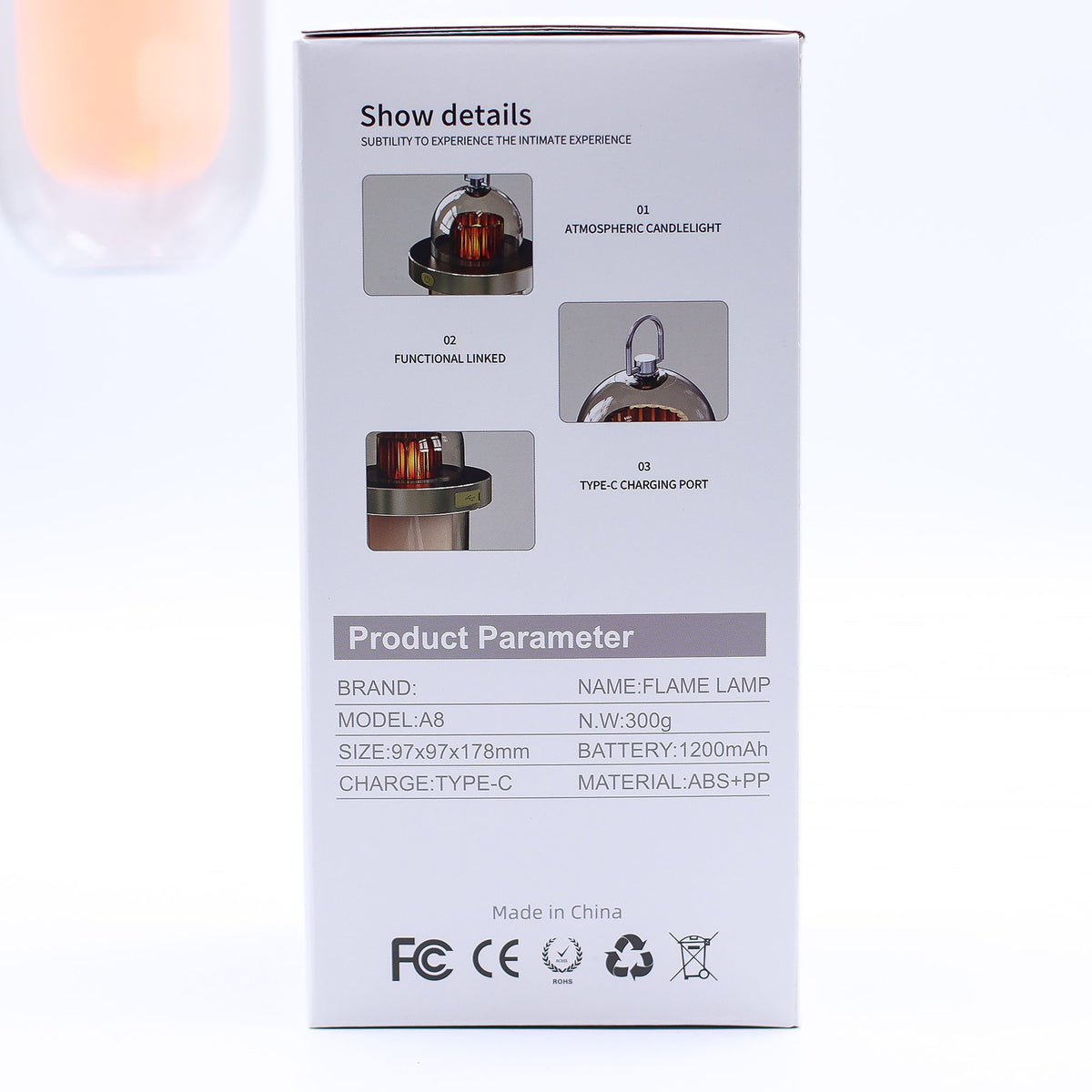 Lámpara con efecto de llama exterior - USB blanco - C recargable - Multicolor