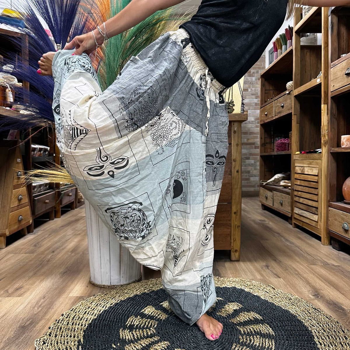 Pantalones de Yoga y Festival - Estampado Himalaya en Gris