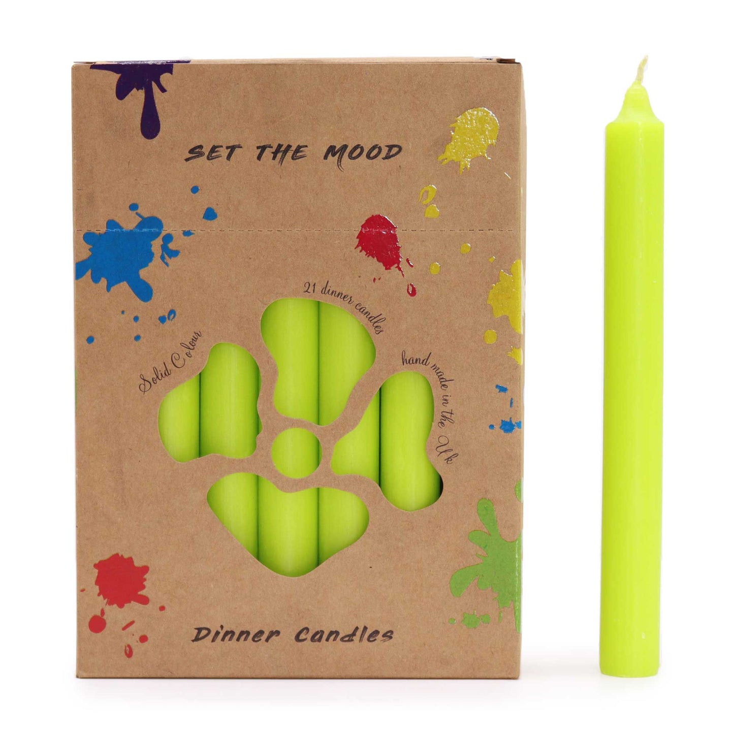 Caja de Velas en Color Verde Lima (Pack de 21 Unids)