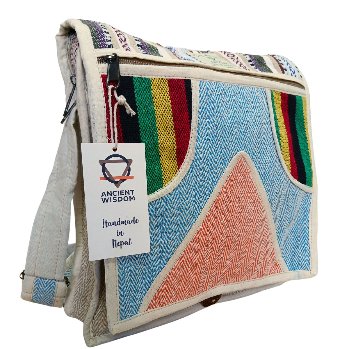Bolso Mensajero de Cáñamo para Portátil - Triángulos