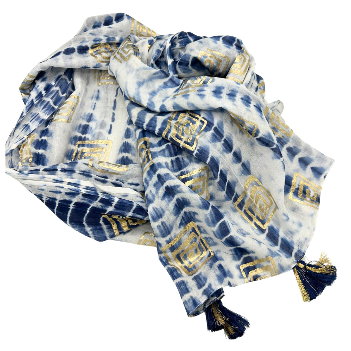Pareo Nomad Sari Mediterráneo - Azul Tie Dye y Estampado