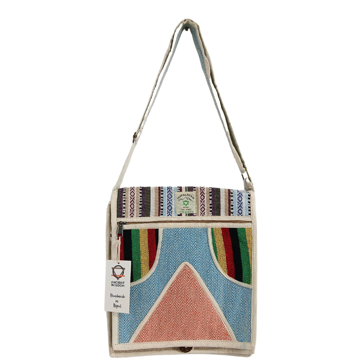 Bolso Mensajero de Cáñamo para Portátil - Triángulos