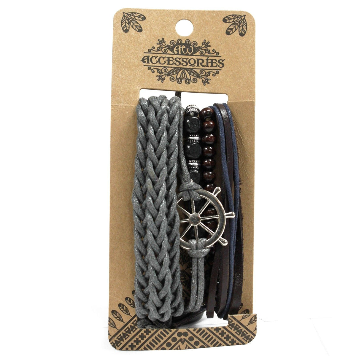 Set de Pulseras de Hombre - Metal y Cuero (diseño aleatorio)
