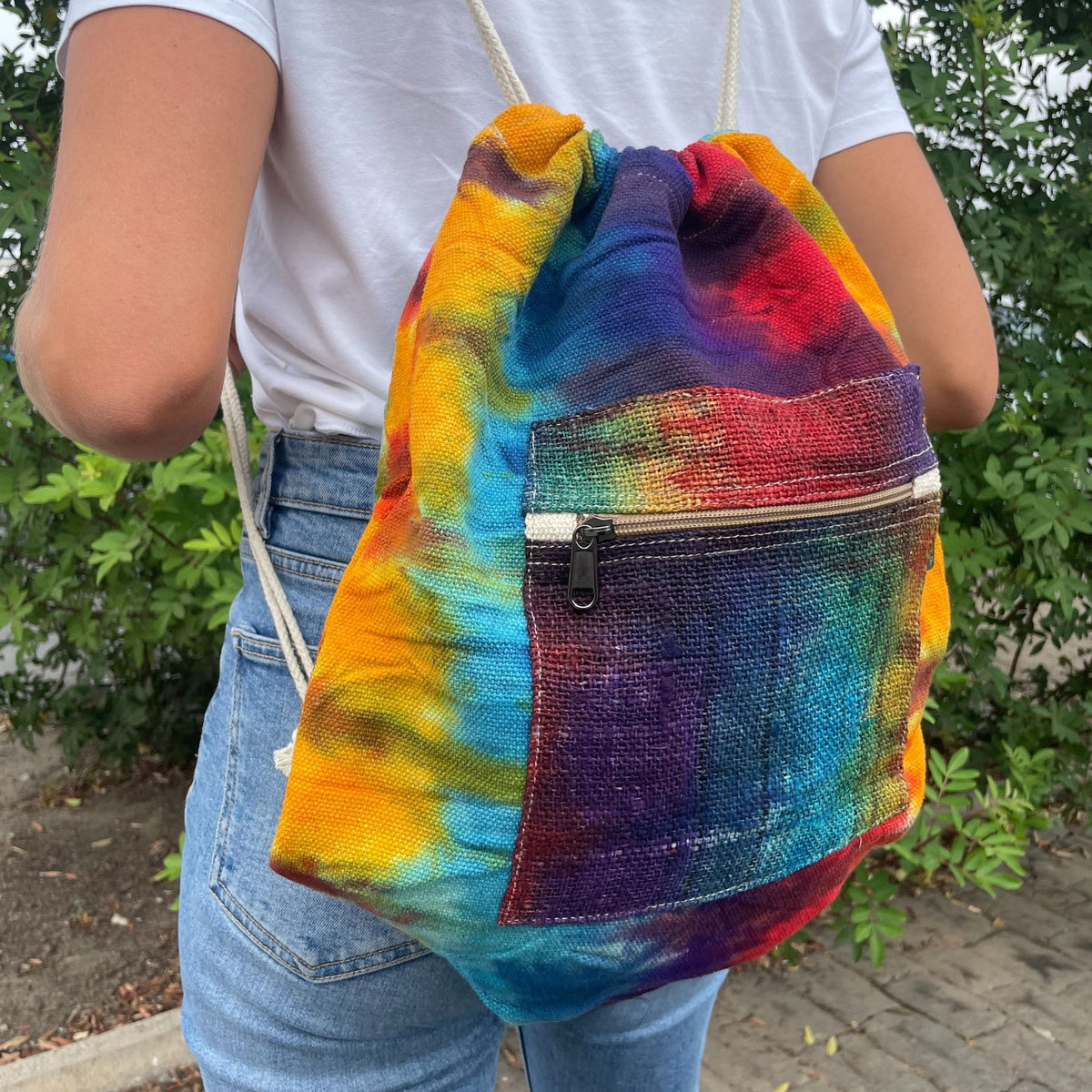 Mochila de Cuerdas de Cáñamo Tie-Dye