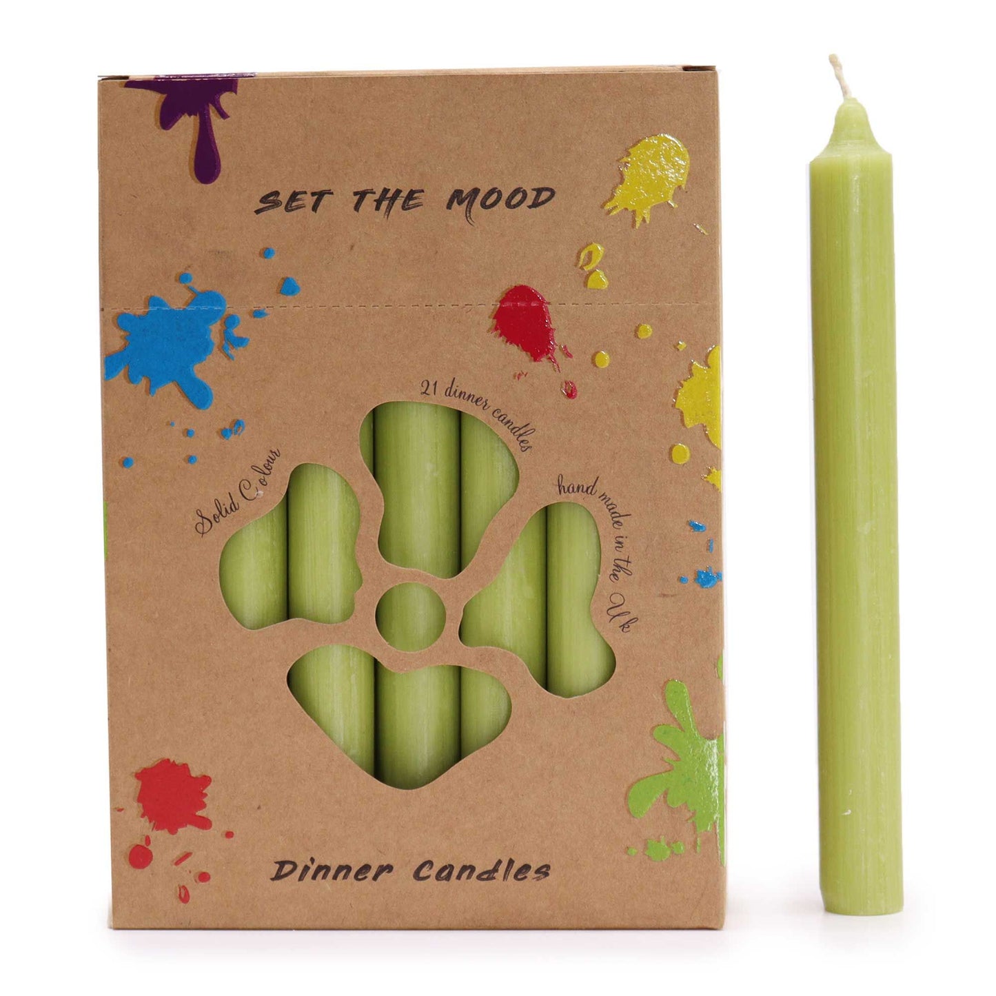 Caja de Velas de Mesa de Color Oliva Rústico (Pack de 21 Unids)