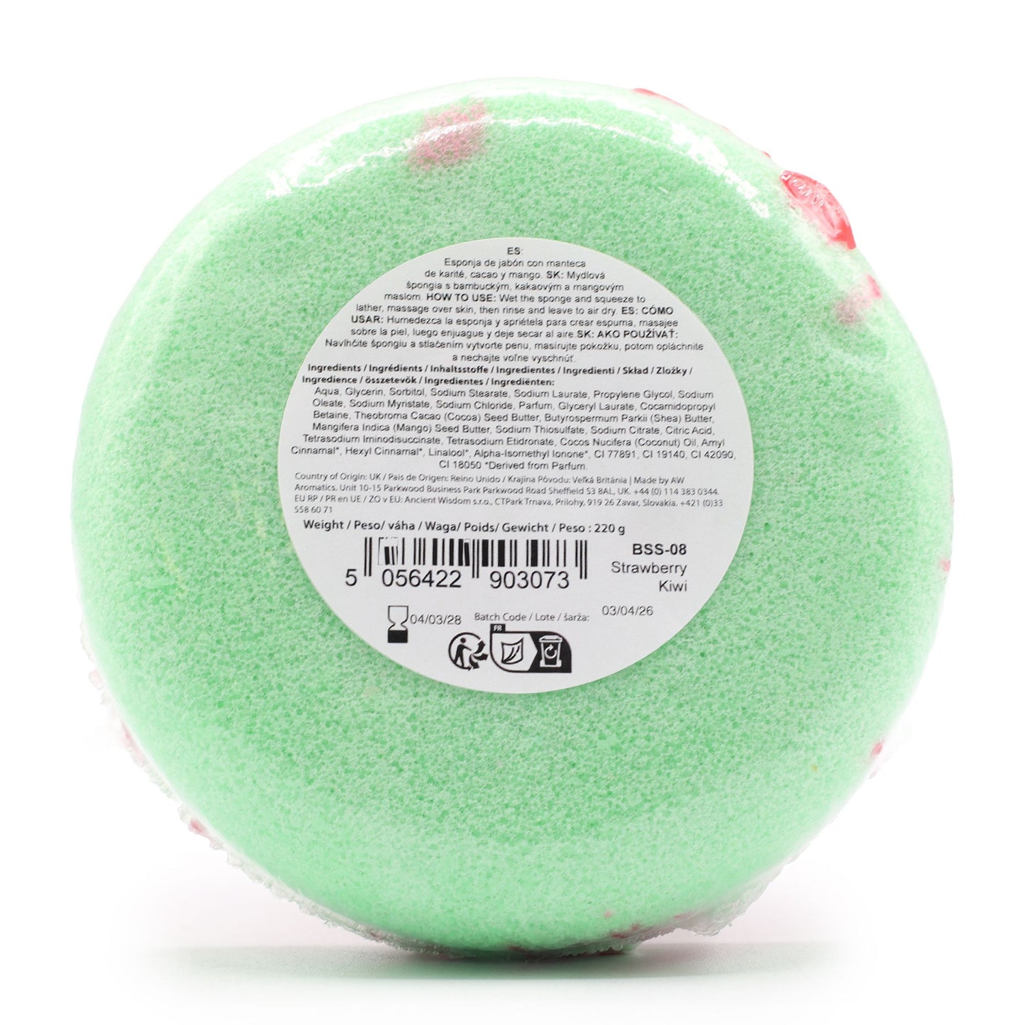 Esponja con Jabón 2 en 1 Exfoliante – Fresa Kiwi