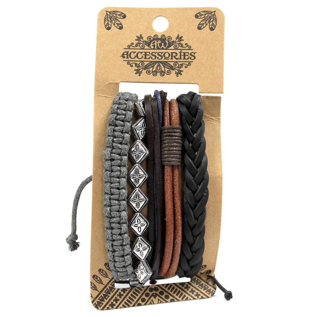 Set de Pulseras de Hombre - Metal y Cuero (diseño aleatorio)
