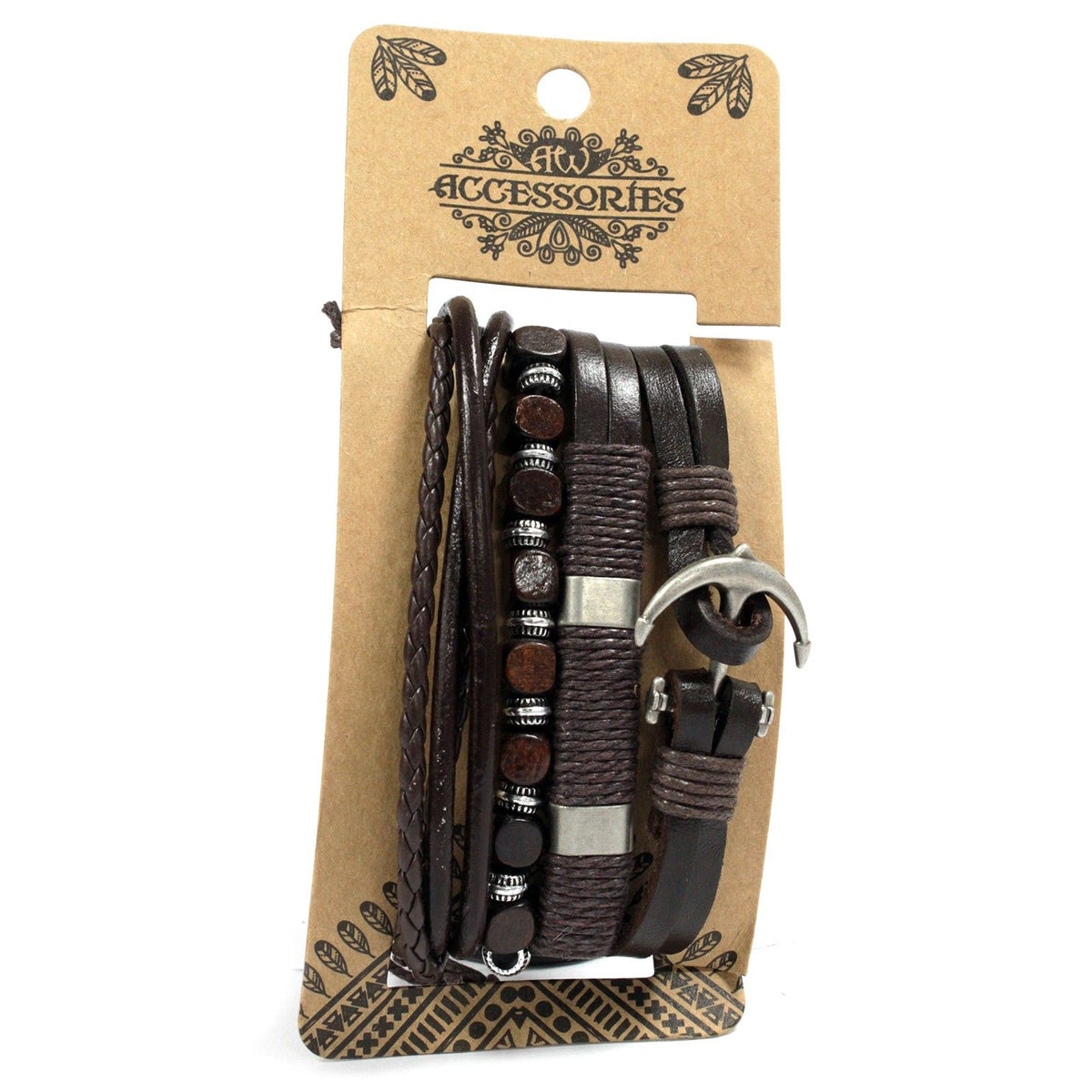 Set de Pulseras de Hombre - Metal y Cuero (diseño aleatorio)
