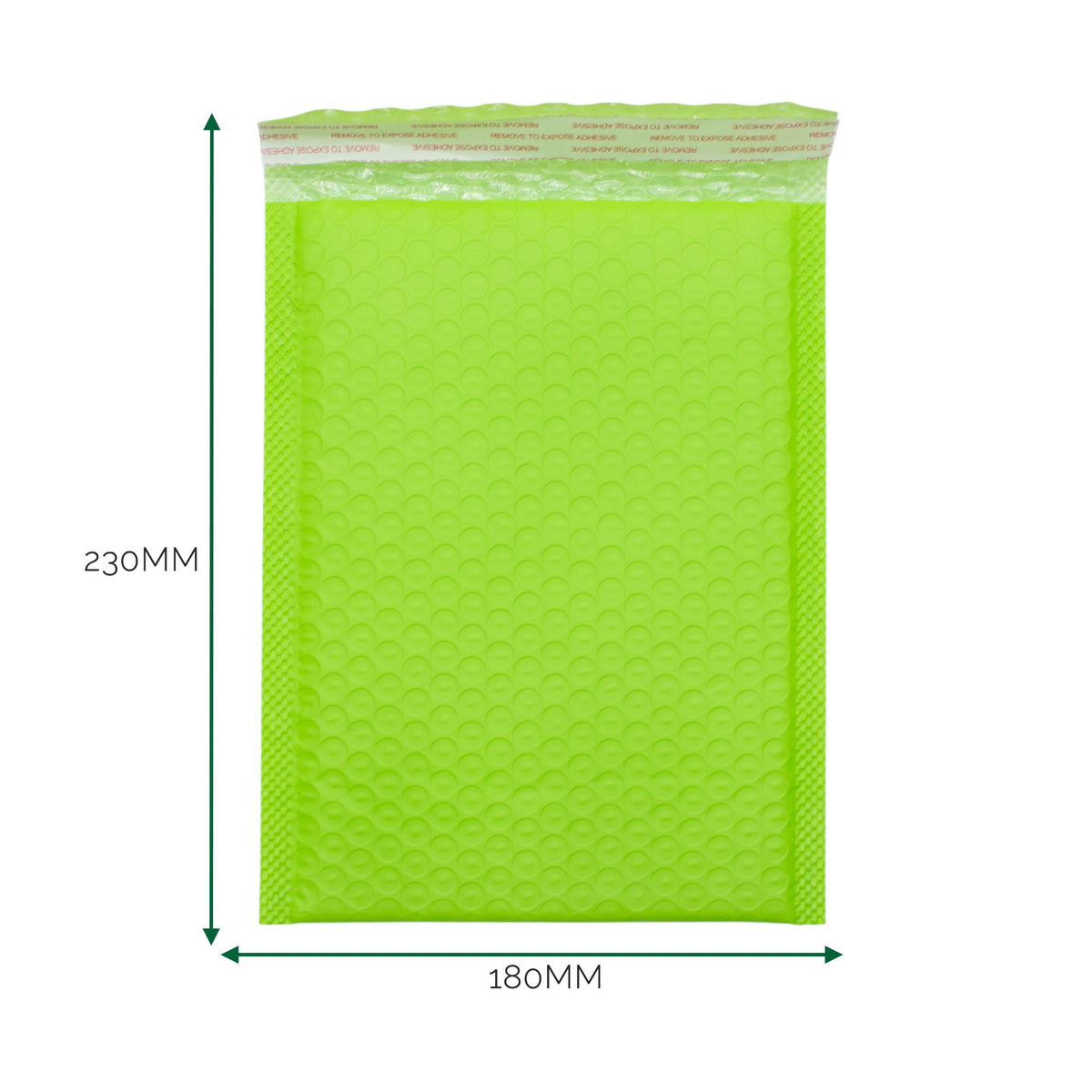 Sobre de burbuja de polietileno verde (180x230+40mm)