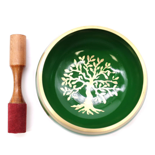 Cuenco Tibetano Verde Grande Árbol de La Vida (14cm)