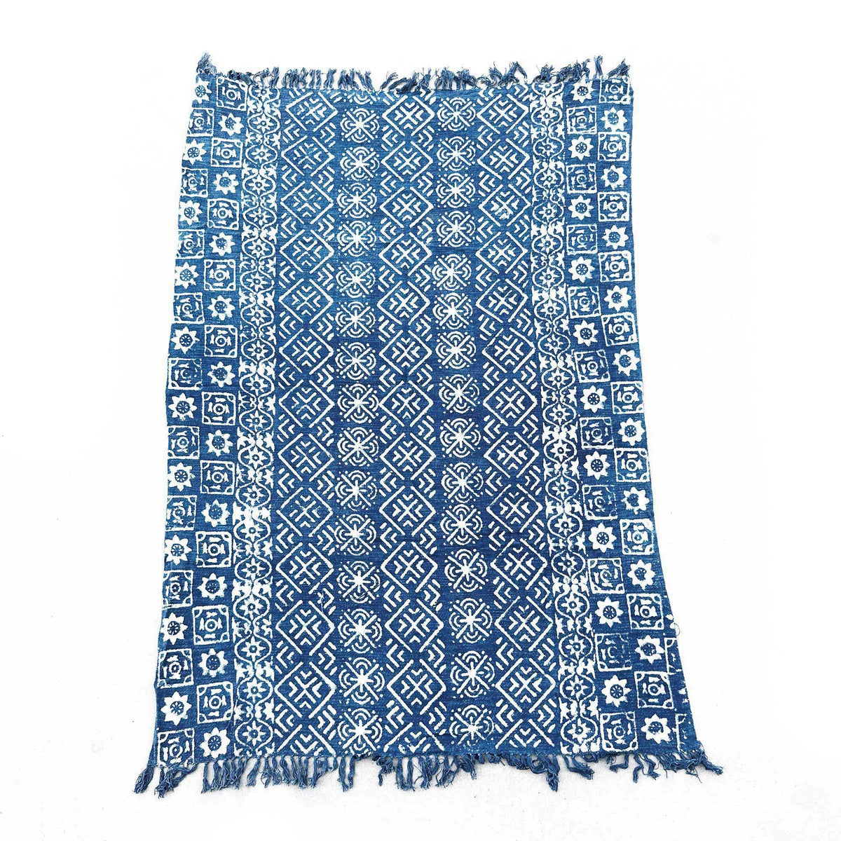 Manta Índigo Hecha a Mano - 170 × 120 cm - Rayas Desi