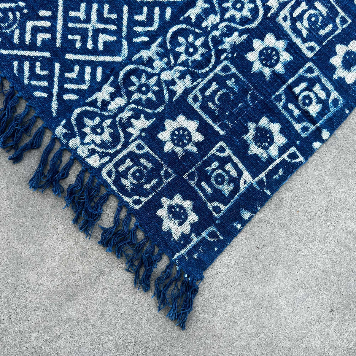 Manta Índigo Hecha a Mano - 170 × 120 cm - Rayas Desi