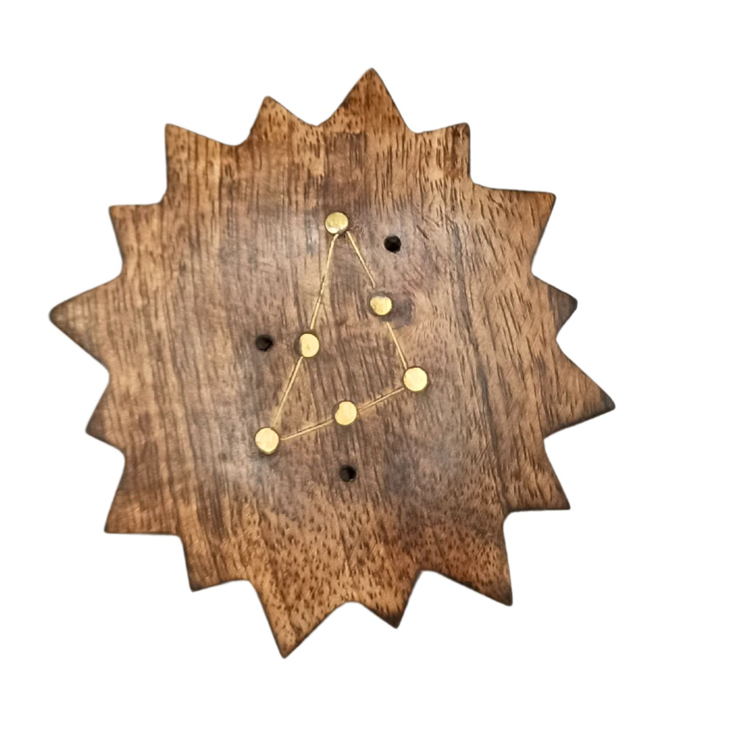 Quemador de iIncienso con Signos del Zodíaco de Latón Grabado Forma de Sol