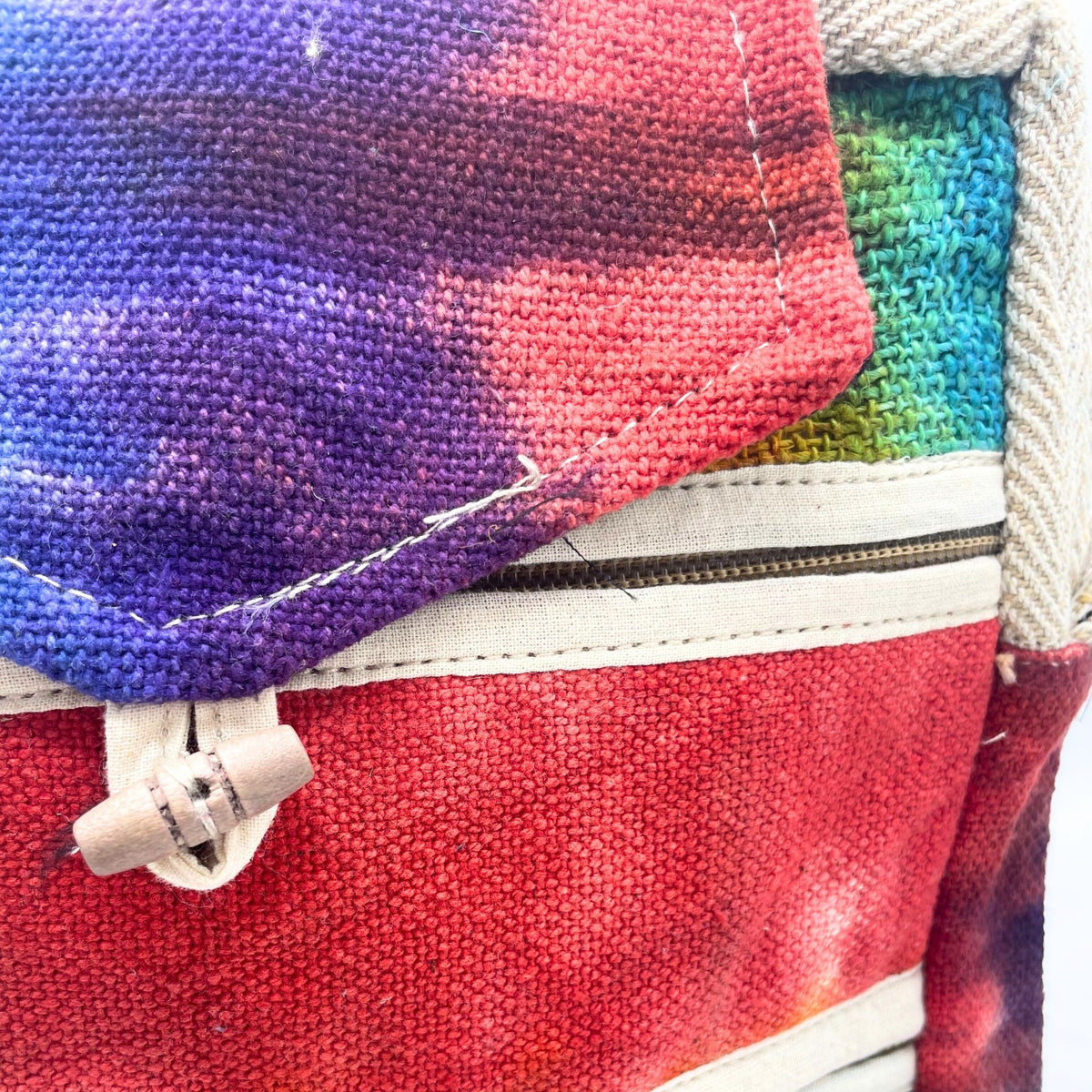 Bolso Bandolera de Cáñamo Teñido - 2 Cremalleras y Solapa