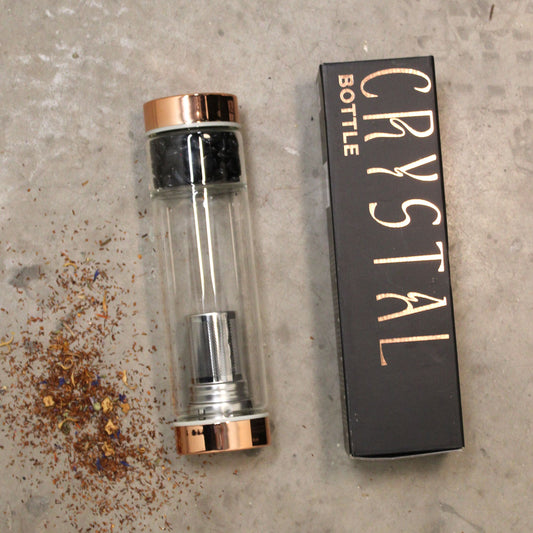 Botella de cristal para te - oro rosa - Jasper rojo
