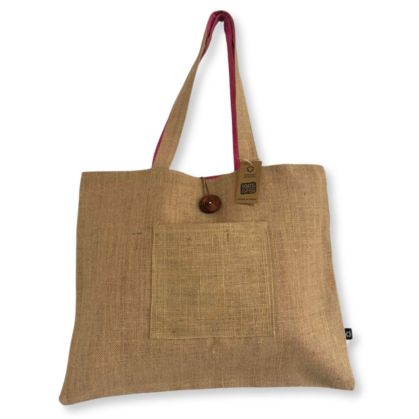 Bolso Grande Reversible de Yute y Algodón Rosa