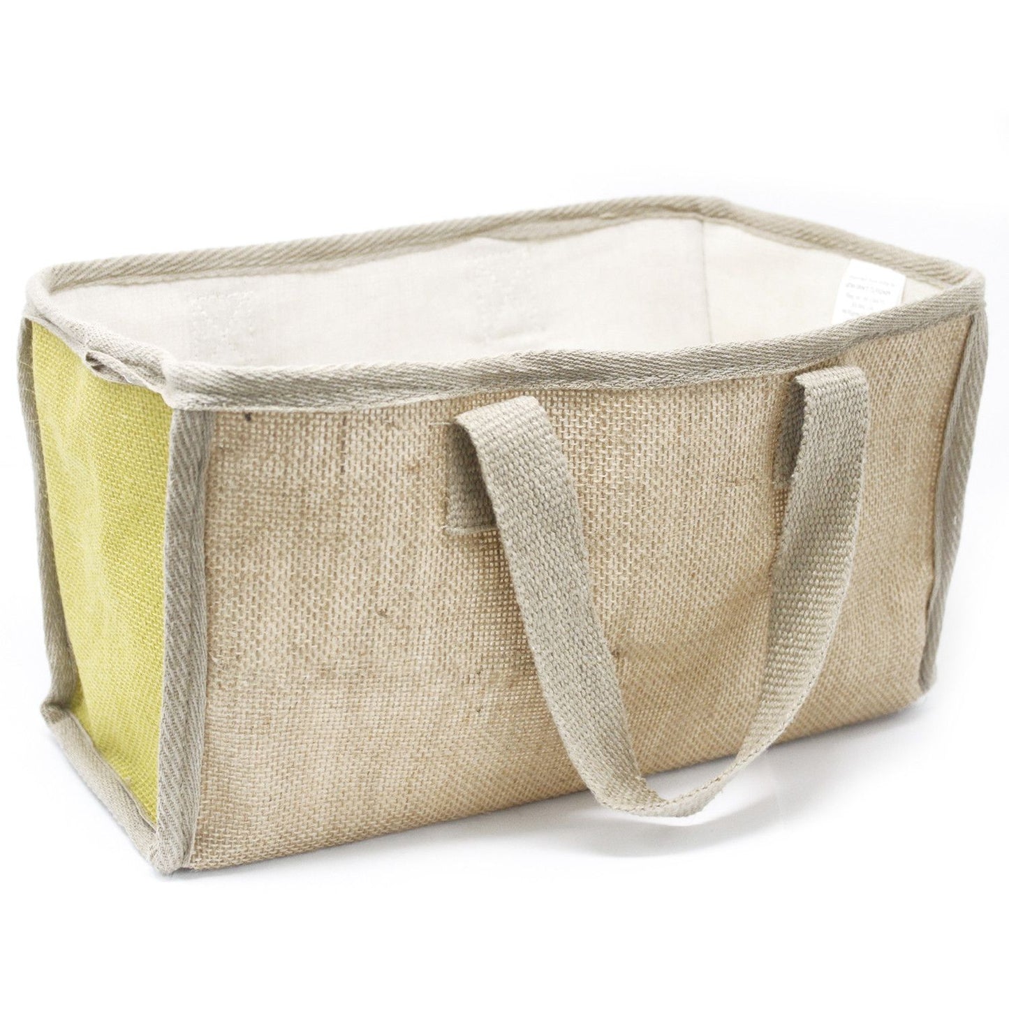 Cesta Grande de Yute Natural con Color Amarillo (33x18x20cm)