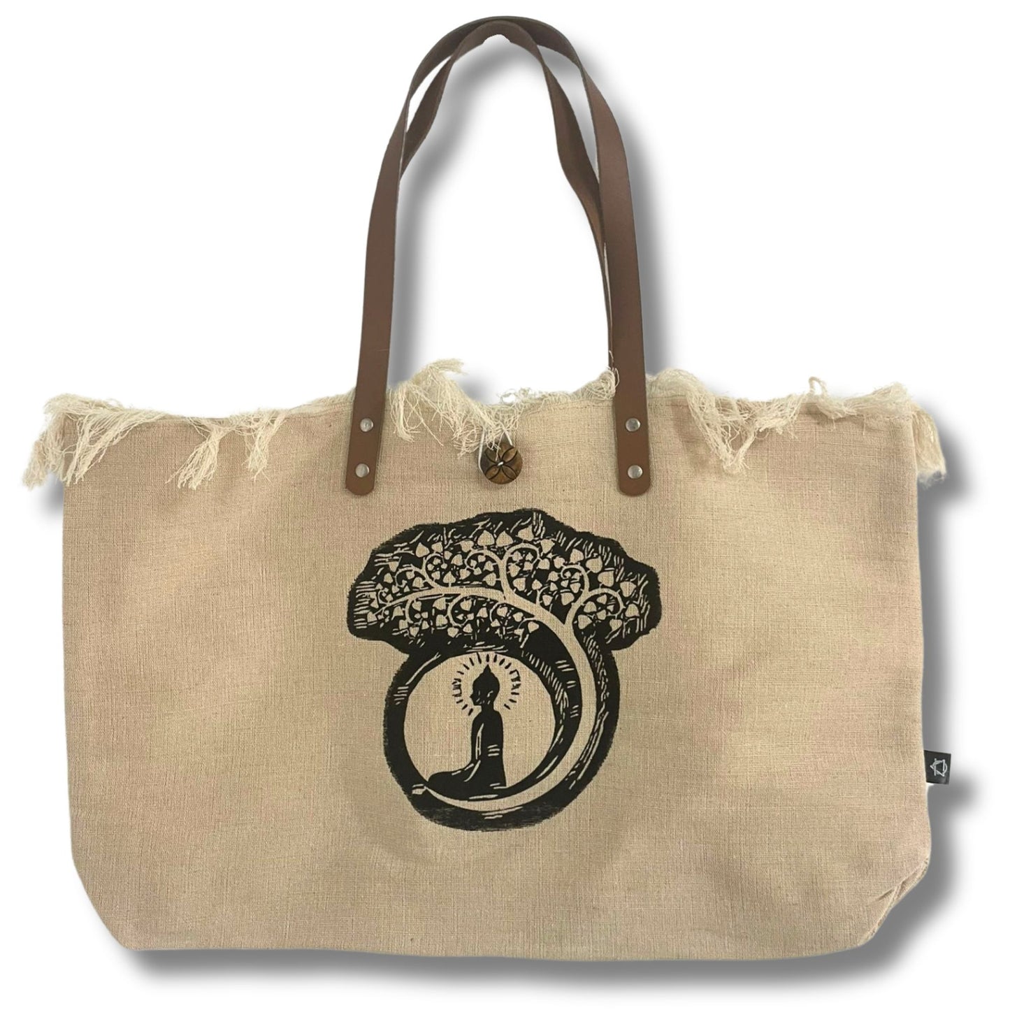 Bolso de material Natural con asa de Piel