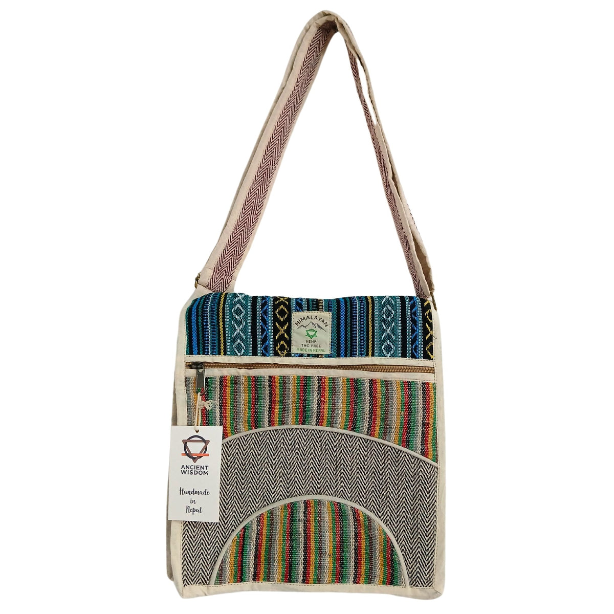 Bolso Mensajero de Cáñamo para Portátil - Curvas