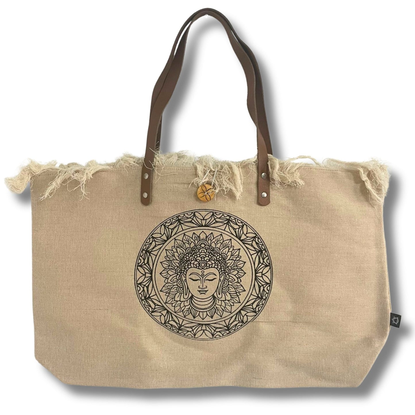 Bolso de material Natural con asa de Piel