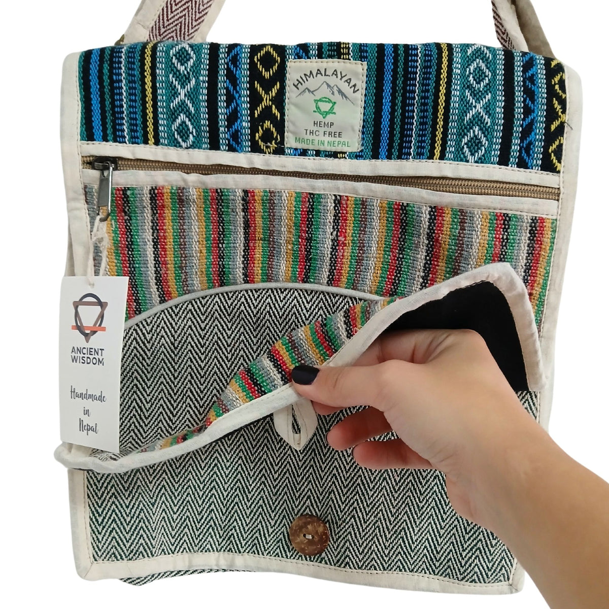 Bolso Mensajero de Cáñamo para Portátil - Curvas