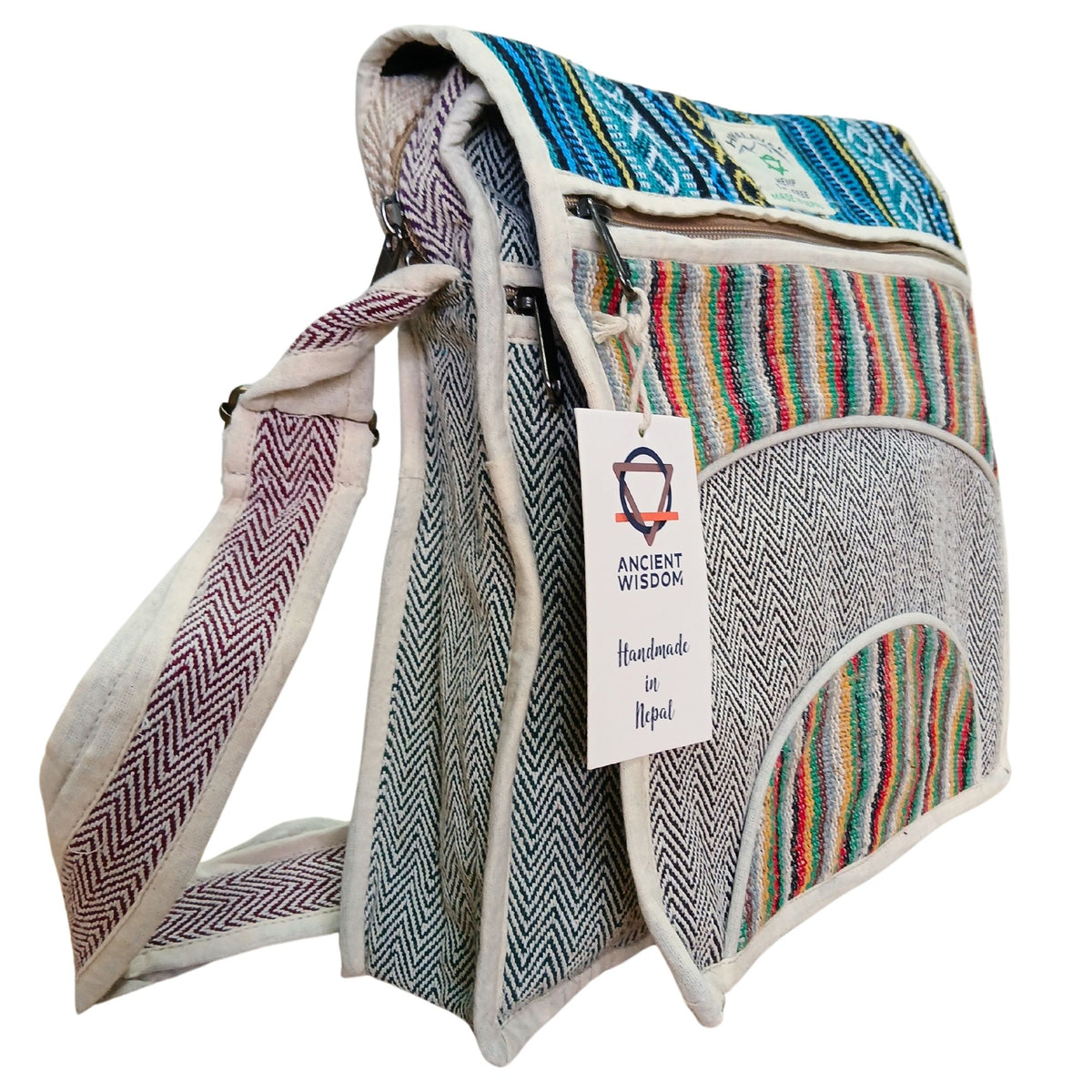 Bolso Mensajero de Cáñamo para Portátil - Curvas