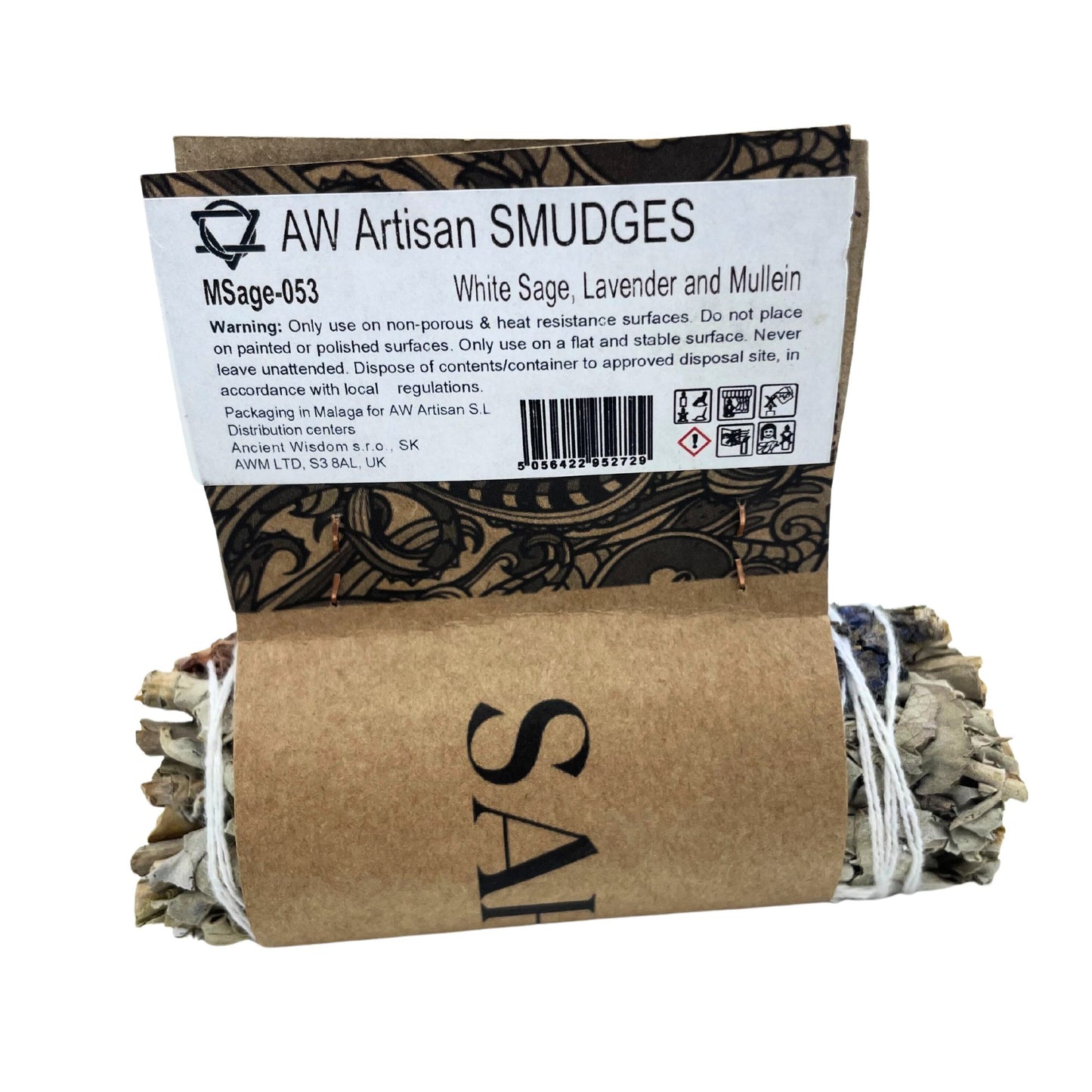 Atado de Hierba de Salvia Blanca, Lavanda y Gordolobo (10cm)