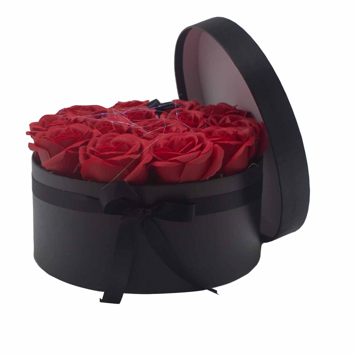 Caja de Regalo Flores de Jabón - 14 Rosas Rojas - Redonda