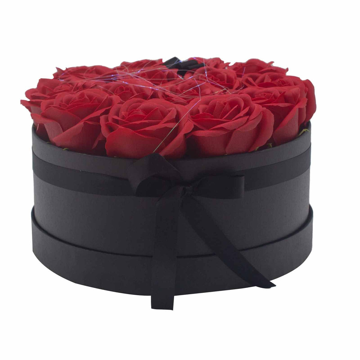 Caja de Regalo Flores de Jabón - 14 Rosas Rojas - Redonda