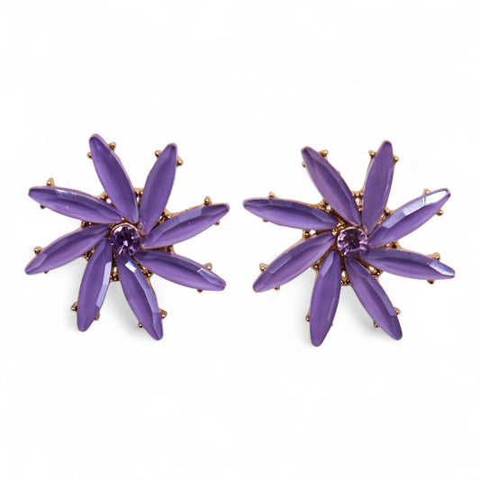 Pendientes de Cristal Vintage - Flores - Lavanda