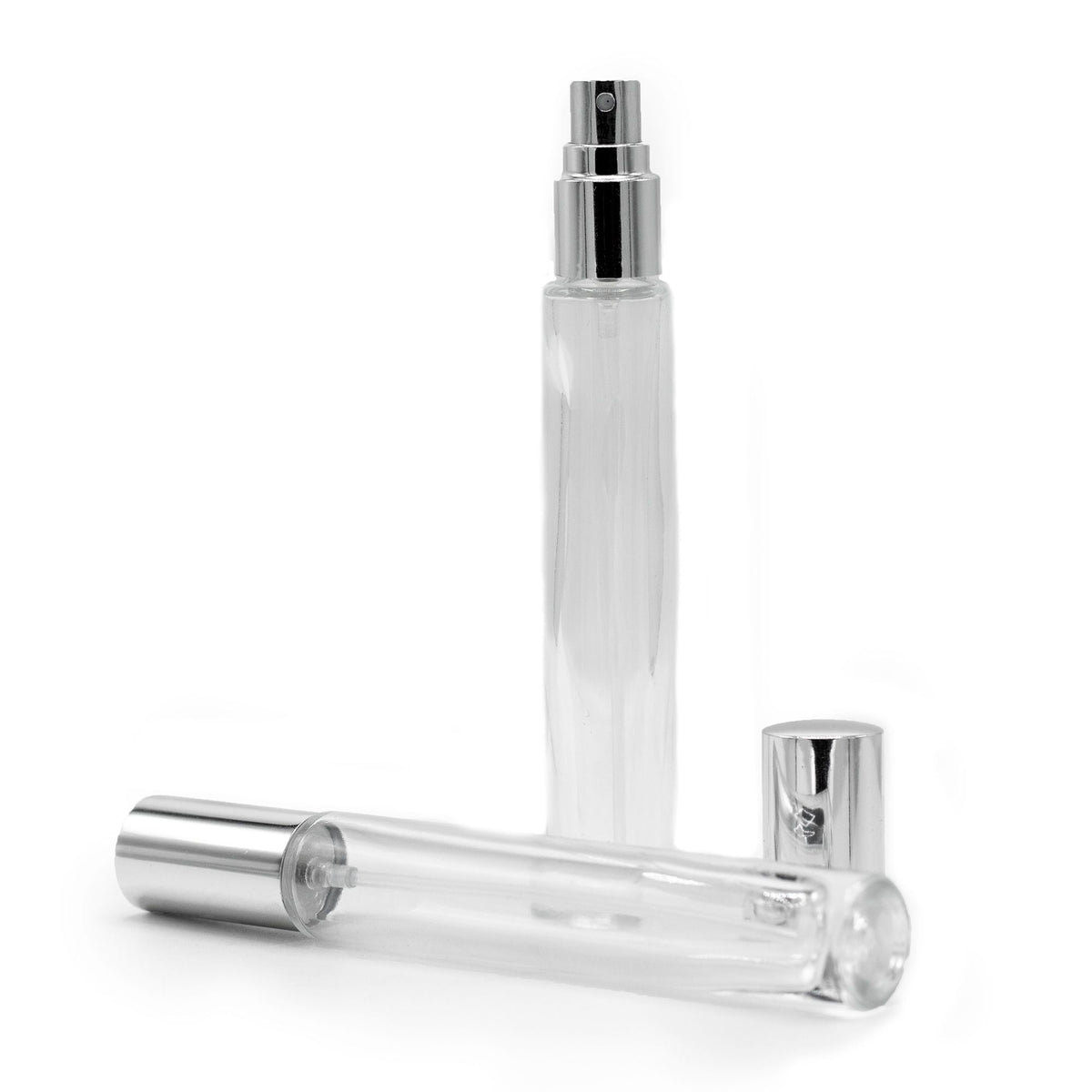 Frasco Spray Redondo Alto de 10 ml con Pulverizador Plateado