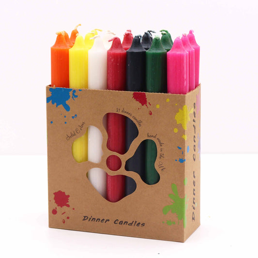 Caja de Velas de Mesa Mezcla de 7 Colores (Pack 21 Unids)