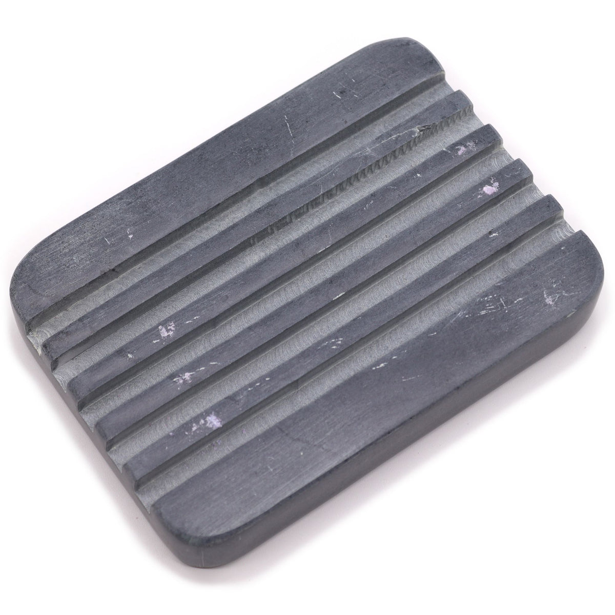 Jabonera de Esteatita Gris 12 × 8,5 cm - Estrías Profundas