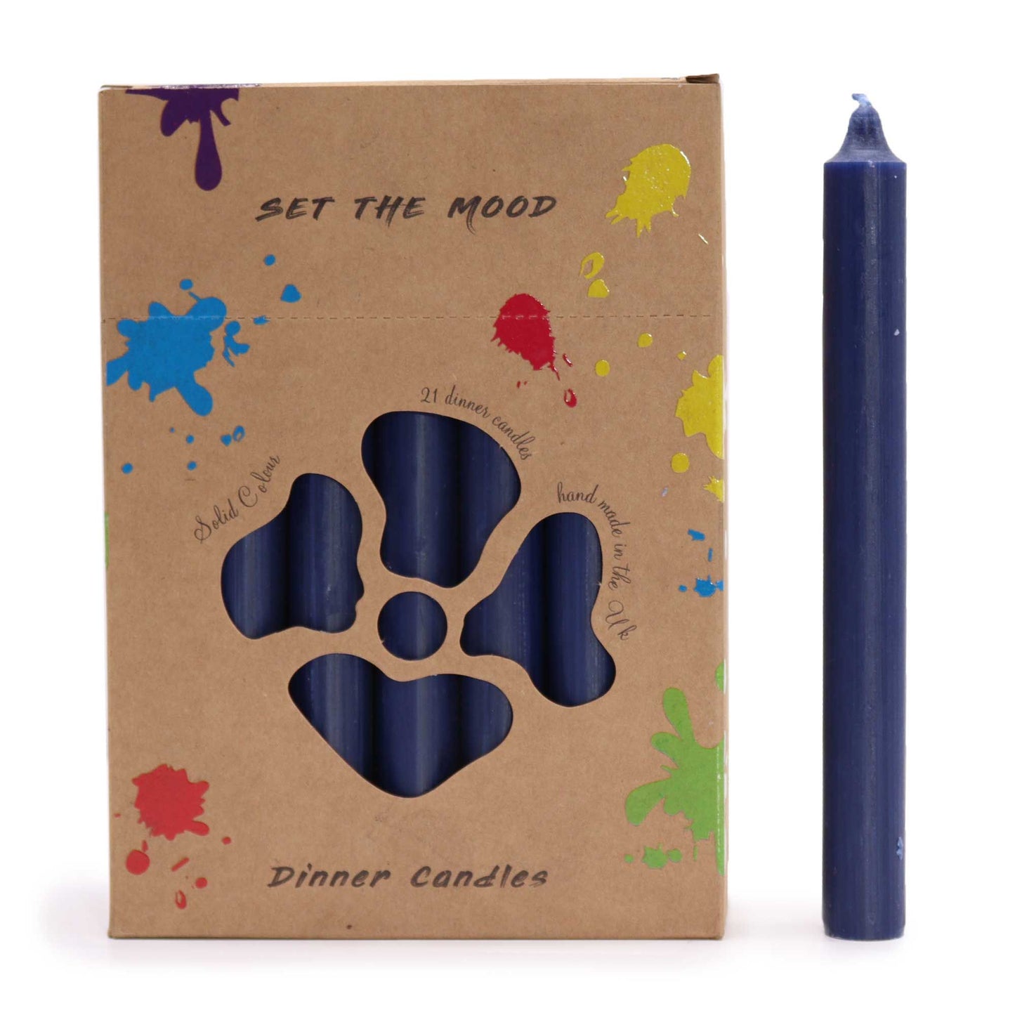 Caja de Velas de Mesa de Color Azul Marino Rústico (Pack de 21 unids)