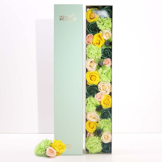 Caja Extra Larga - Celebraciones de Primavera - Amarillo y Verdes. Flores de Jabón