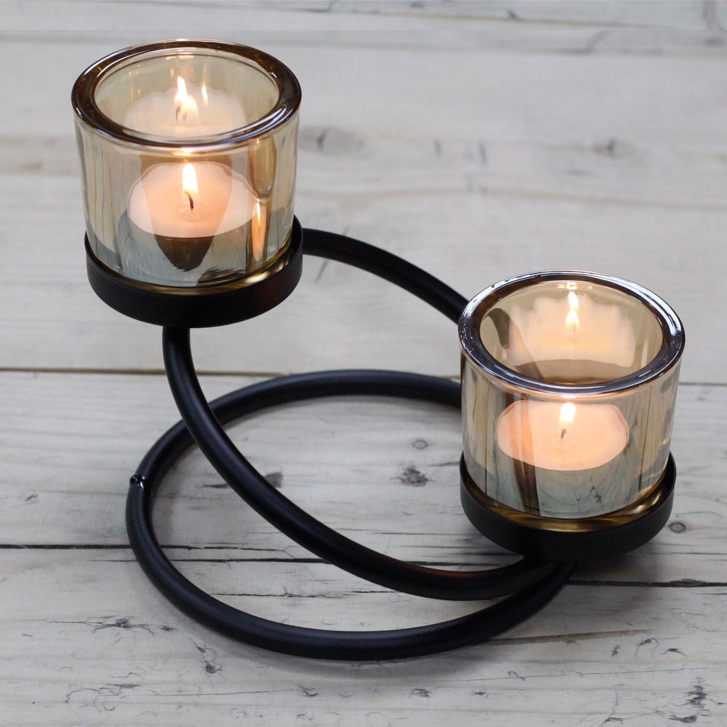 Candelabro de Hierro para 2 Velas Aro Doble