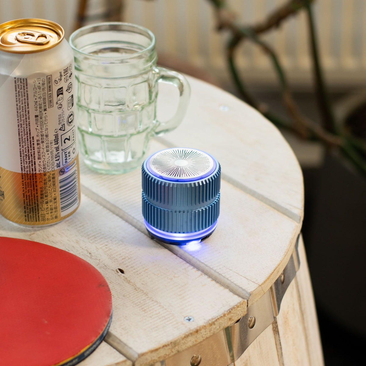 Lámpara colgante verde para acampar y mini altavoz