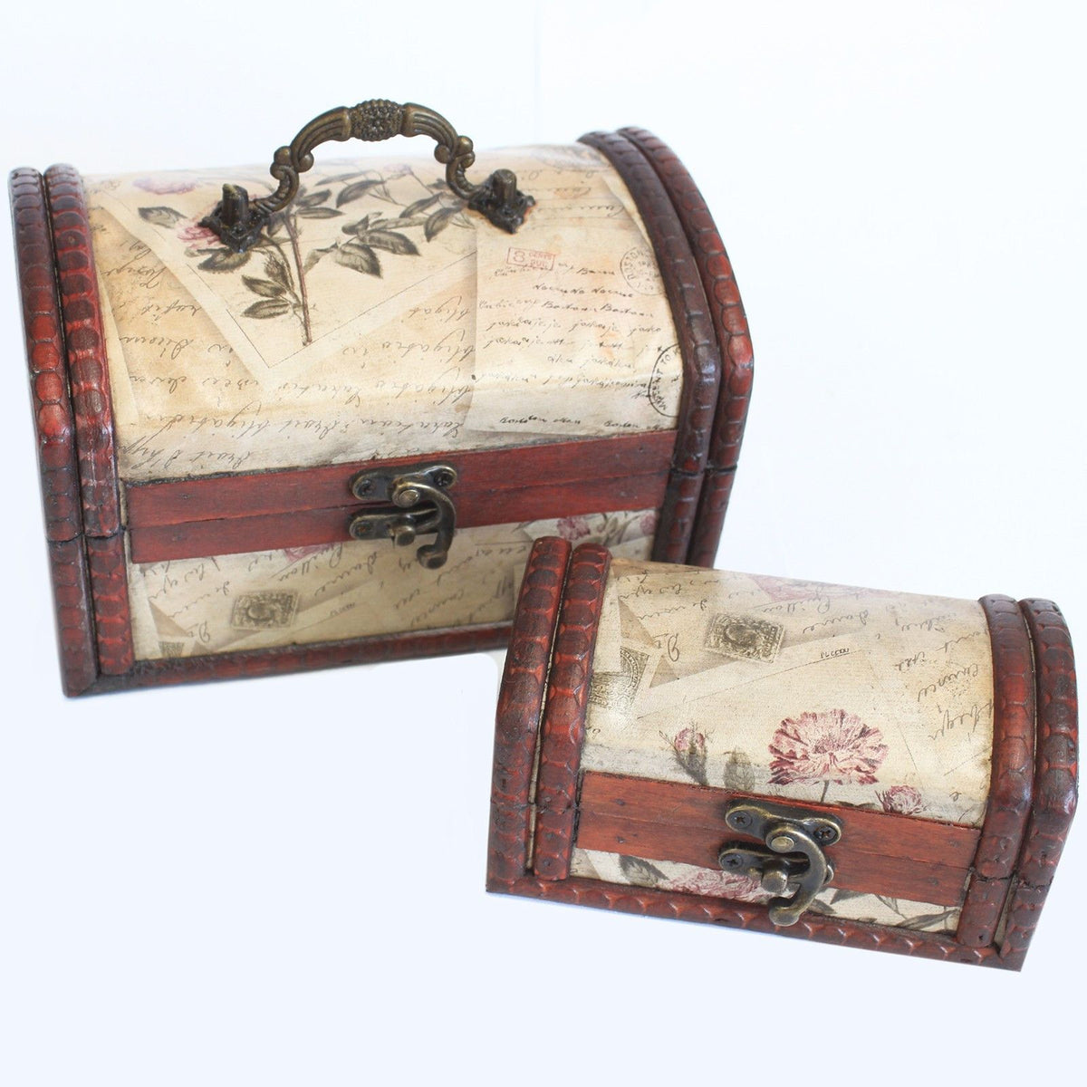 Juegos de 2 Baules de Madera Estilo Colonial Rose Design