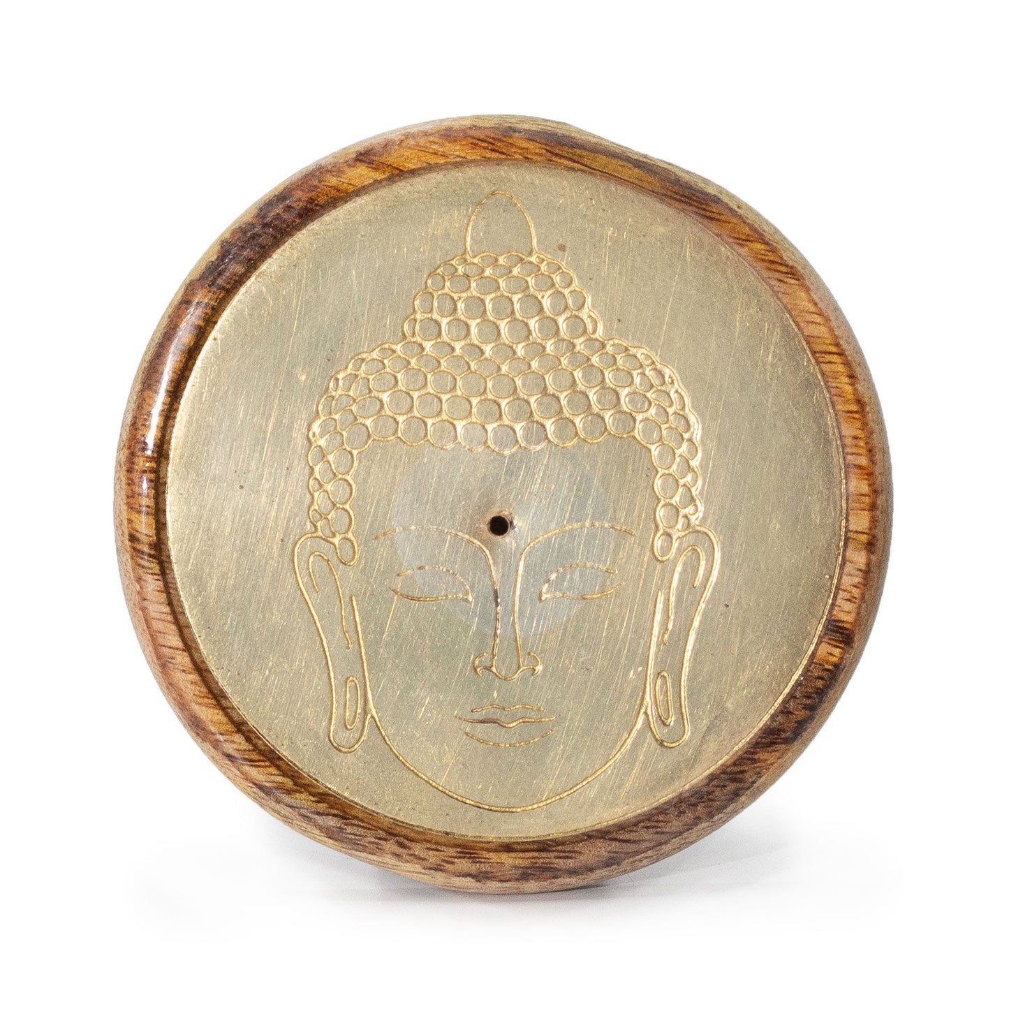 Portaincienzo en Forma de Disco Hamsa en Madera de Mango con Cabeza de Buddha
