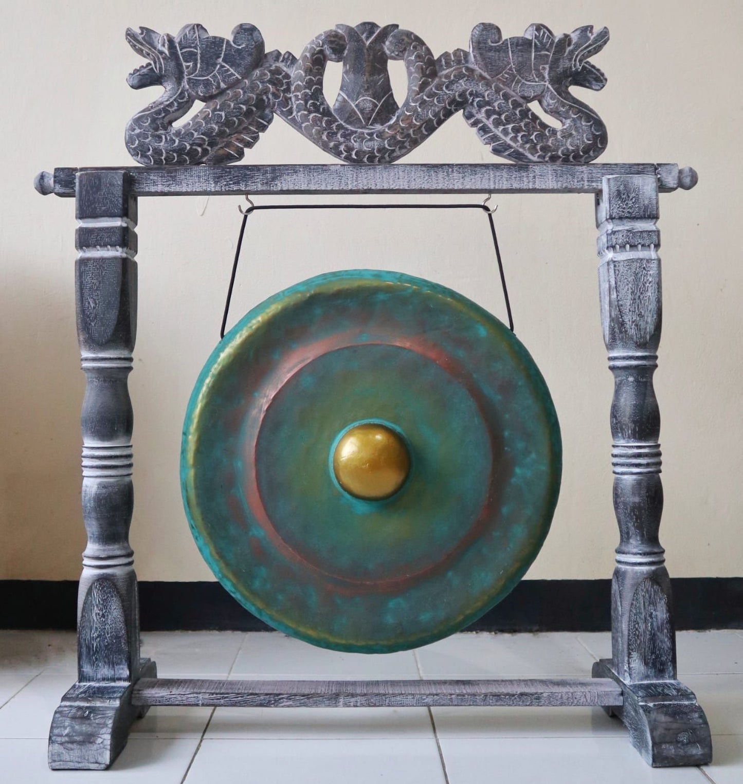 Gong Verde Pequeño de Meditación con Soporte (25cm)