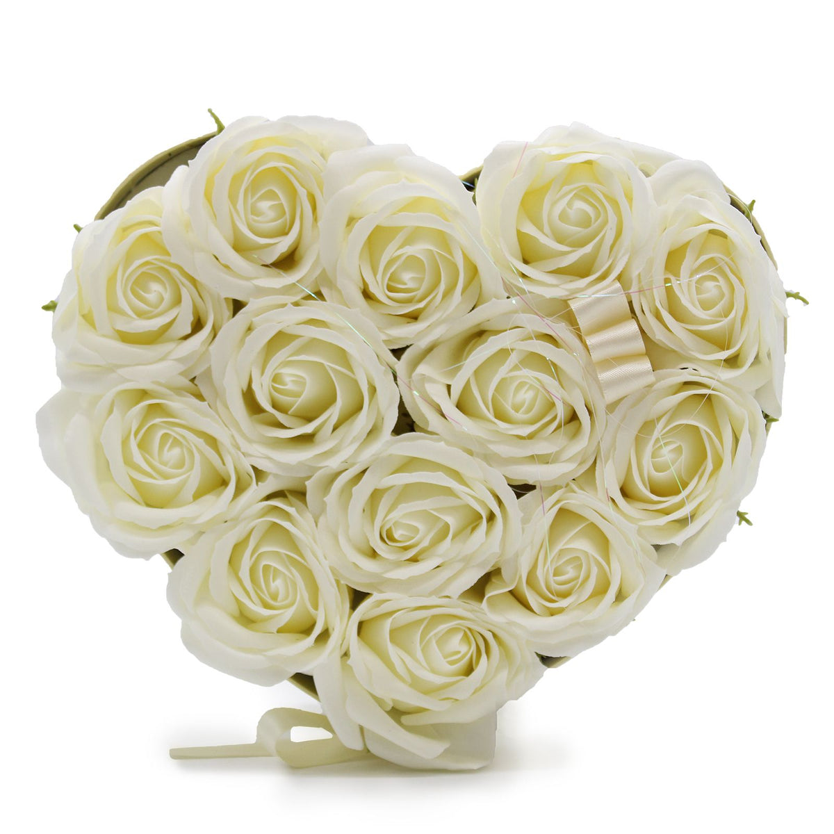 Caja de Regalo - Flor de Jabón 13 Rosas Crema - corazon