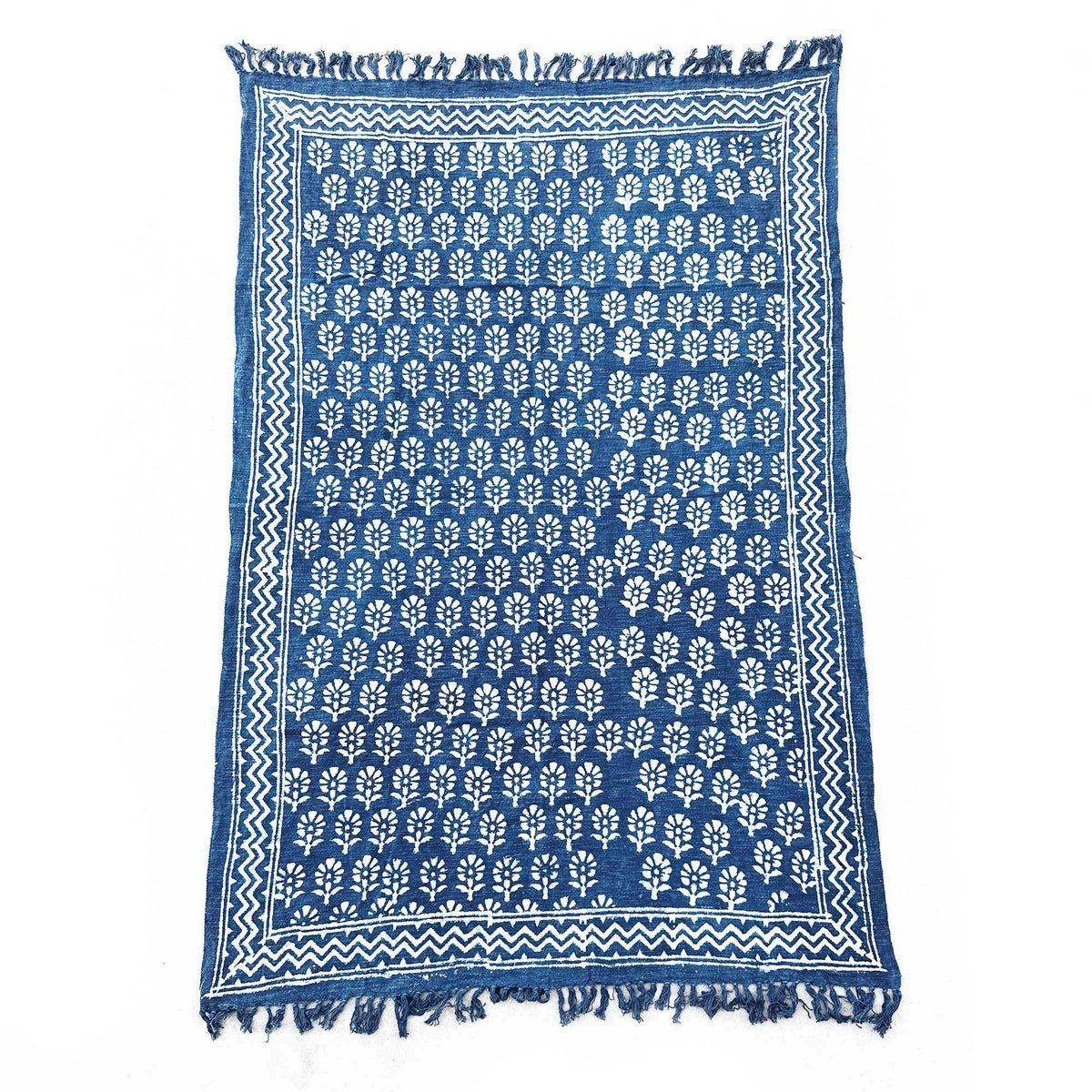 Manta Índigo Hecha a Mano - 170 × 120 cm - Flor Chhota