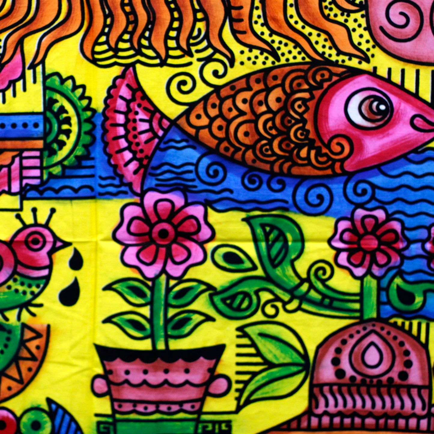 Arte de Pared en Algodón Sol Místico